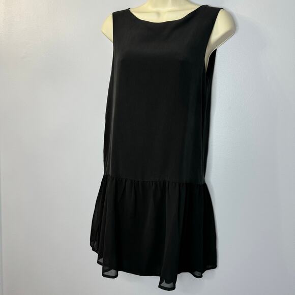 Anine Bing Silk Shift Mini Dress Ruffle Hem Romantic Casual Wardrobe Staple XS - Picture 7 of 13